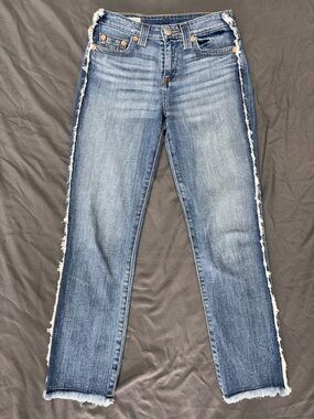 True Religion Light Blue Denim Jeans with Contrast Stitching